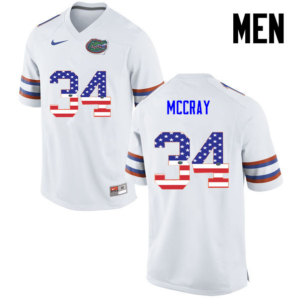 Men Florida Gators #34 Lerentee McCray College Football USA Flag Fashion Jerseys-White